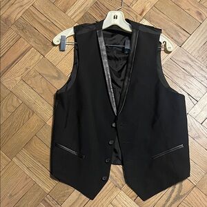 The Kooples Elegant Black Vest with leather trim size 38